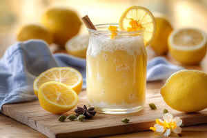 Kefir mit Orangenblüten und Kardamomwasser